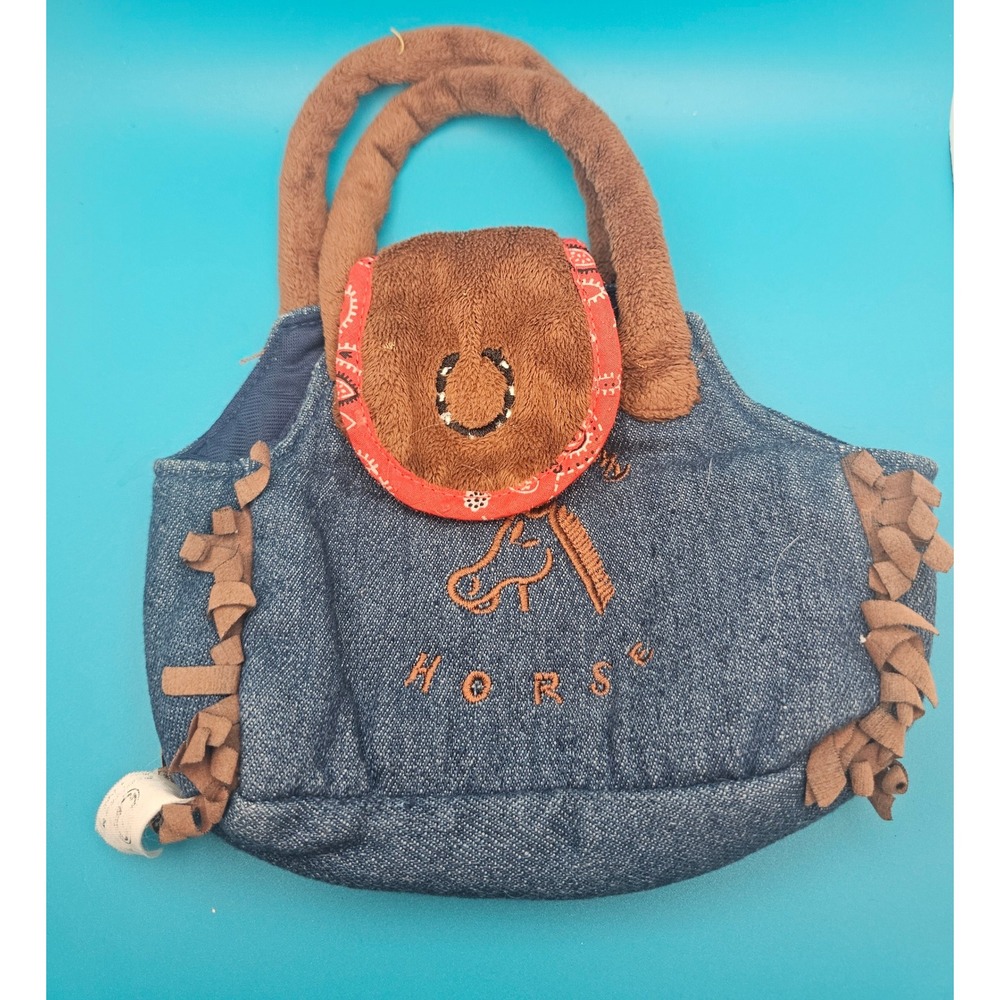 My cuddly pony Purse for Kids with Brown Plush Handles and Bandana Accent